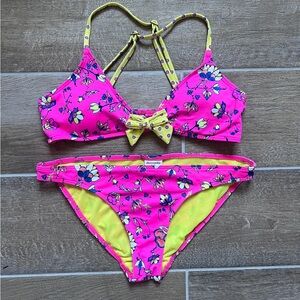 Abercrombie Kids Hot Pink Floral Bikini Girls Sz Large